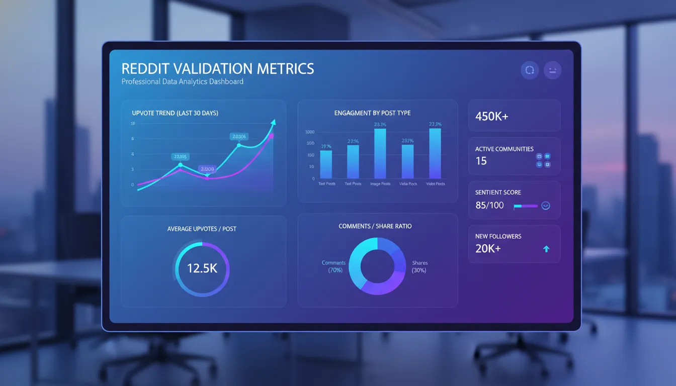 Reddit Idea Validation Dashboard showing analytics and metrics